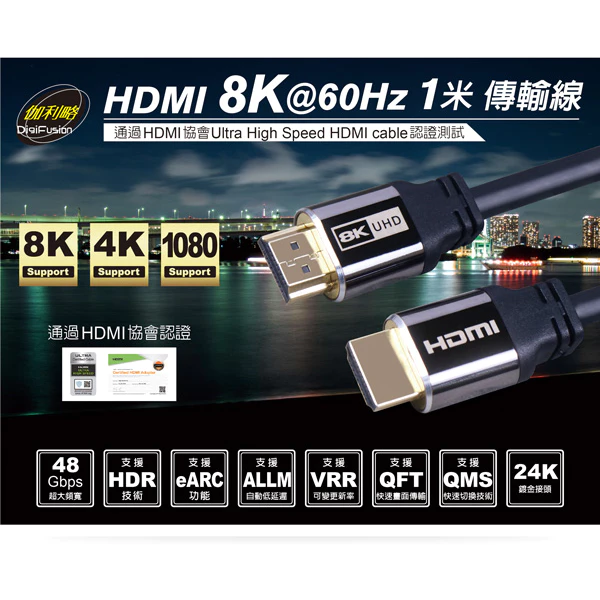 【 大林電子 】 Galileo 伽利略 HDMI 8K@60Hz 1米 2米 3米 傳輸線