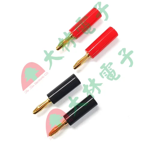 tw-11134207-7qul4-lhim4njosiogf7 【 大林電子 】 ★ 電子材料 ★ 鍍金香蕉插頭鎖線 電木殼 2入 紅色 黑色