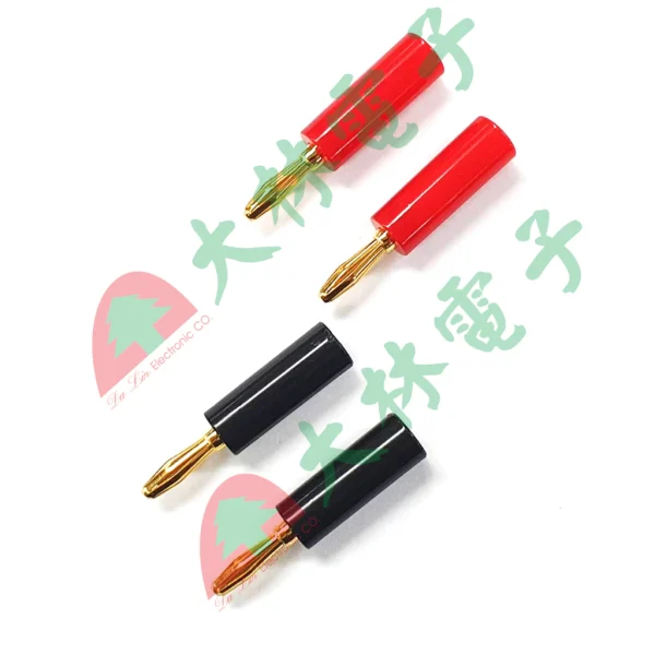 【 大林電子 】 ★ 電子材料 ★ 鍍金香蕉插頭鎖線 電木殼 2入 紅色 黑色