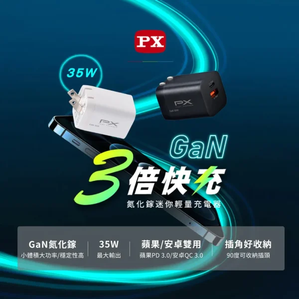 tw-11134207-7qul8-lkjdbbq0xl0608 【 大林電子 】 PX 大通 氮化鎵迷你清亮充電器 PWC-3511