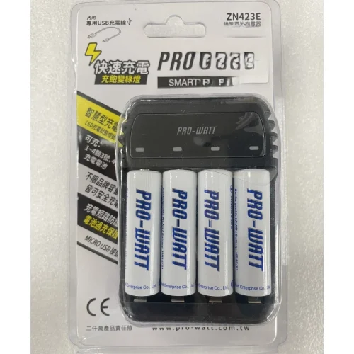 tw-11134207-7r98o-lw8lb58vwrhse1 【 大林電子 】PRO-WATT 鎳氫電池充電器+ 3號4入電池 快速充電 智慧充電 ZN423E-20