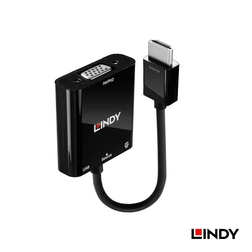 【 大林電子 】LINDY 林帝 主動式 HDMI to VGA & 音源轉接器 38285