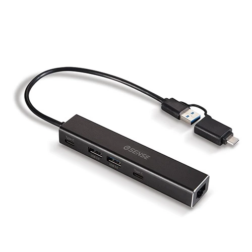 tw-11134207-7r98s-ltxm6csqahjh93 【 大林電子 】 Esense 逸盛 USB轉RJ45+2A2C USB3.0 HUB 01-RJC405BK