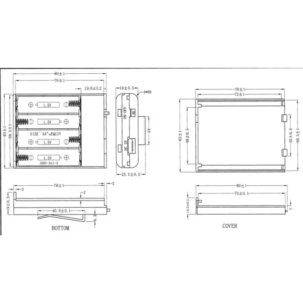 【 大林電子 】 ★ 電子材料 ★ 3號4入電池盒 附SW+USB座 P/D3449