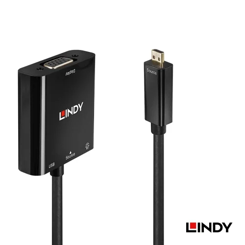 【 大林電子 】LINDY 林帝 主動式 Micro HDMI to VGA & 音源轉接器 38287
