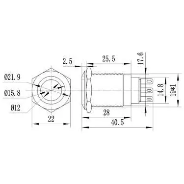 【 大林電子 】 19mm 不鏽鋼金屬平面雙色環形燈無段開關 12V/110V 藍/白/紅 S1901A