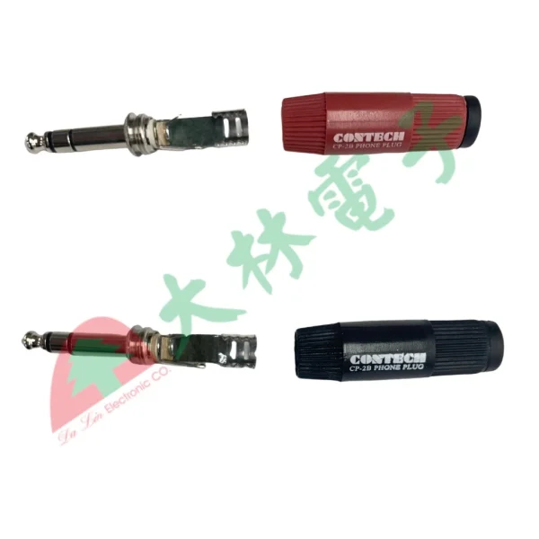 【 大林電子 】CONTECH 原裝 6.3mm 立體音插頭 紅色 黑色 CP-3B