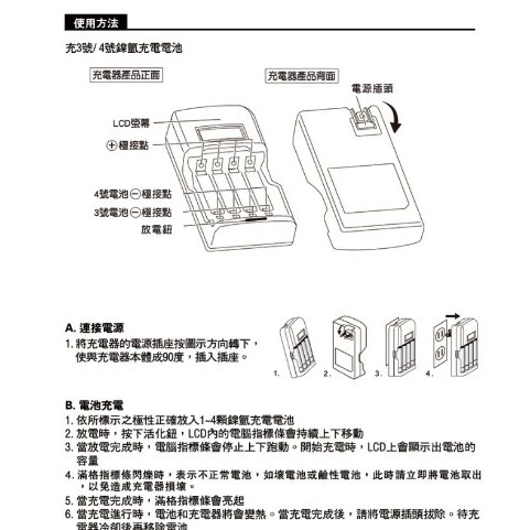 【 大林電子 】enerpad LCD 3號/4號鎳氫電池四顆快速充電器 TG-2800 電量顯示 可放電
