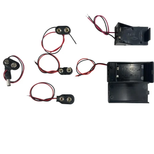 【 大林電子 】 9V 電池扣 焊線式 1字扣 T字扣 半蓋式 9V電池 開關 紅黑帶線 電池盒