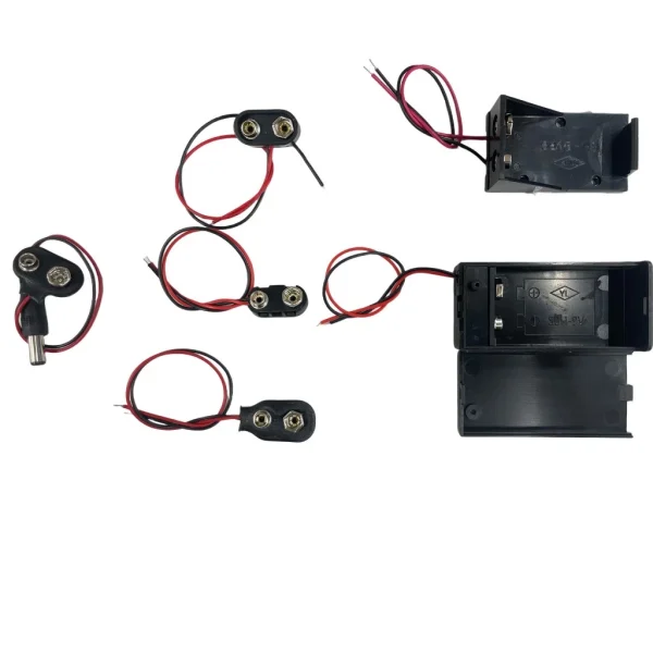 【 大林電子 】 9V 電池扣 焊線式 1字扣 T字扣 半蓋式 9V電池 開關 紅黑帶線 電池盒