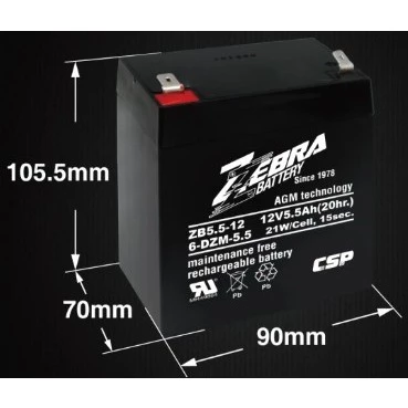 【 大林電子 】ZB5.5-12 12V5.5Ah ZEBRA 鉛酸電池 ※ MIPRO MA-709 適用 ※