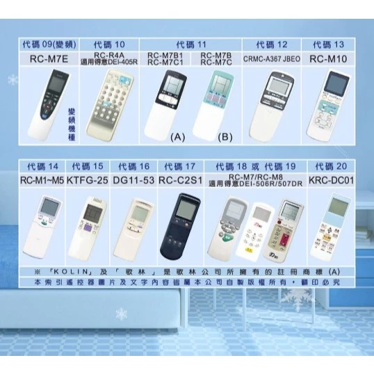 【 大林電子 】Dr.AV 聖岡科技 北極熊系列 AI-K1 歌林冷氣遙控器 窗型、分離式、變頻皆適用
