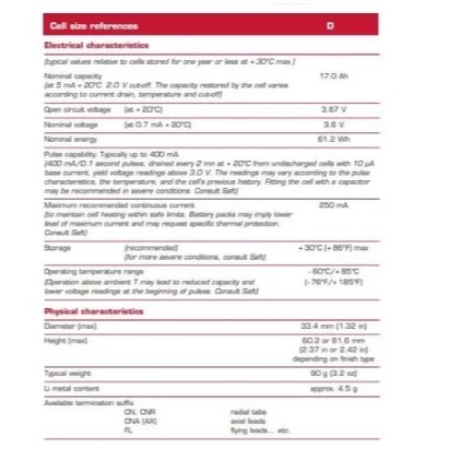 【 大林電子 】SAFT 法國正品 LS33600 D-SIZE 3.6V-18.5AH 一次性鋰電池