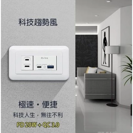 tw-11134207-7rasf-m0fnlu1x94gj56 【 大林電子 】朝日電工 P-USB-UR082 埋入式PD20W+QC3.0附單接地插組