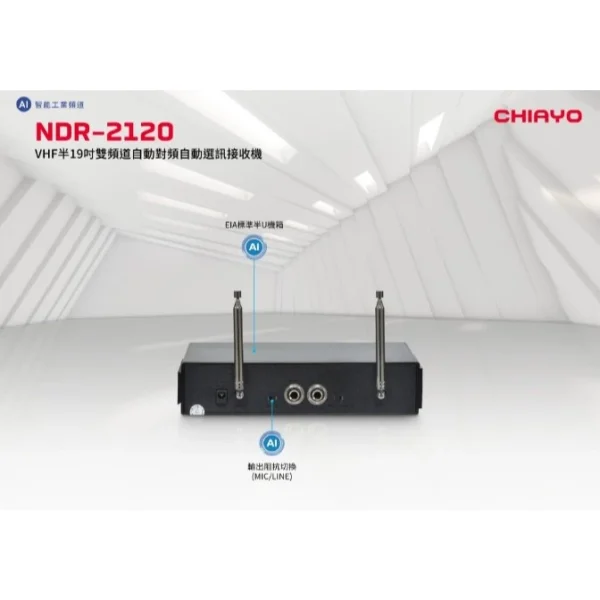 【 大林電子 】CHIAYO 嘉友 NDR-2120 無線麥克風 VHF 雙頻道自動選訊 卡拉OK 唱歌 高感度