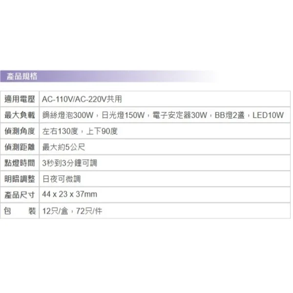 【 大林電子 】台灣製造 伍星 小不點二號 單孔四線式 紅外線自動感應器 WS-5410 WS-5409