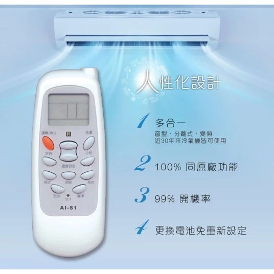 【 大林電子 】Dr.AV 聖岡科技 北極熊系列 AI-S1 SAMPO 聲寶/禾聯/萬士益/良峰/ 國品 冷氣遙控器