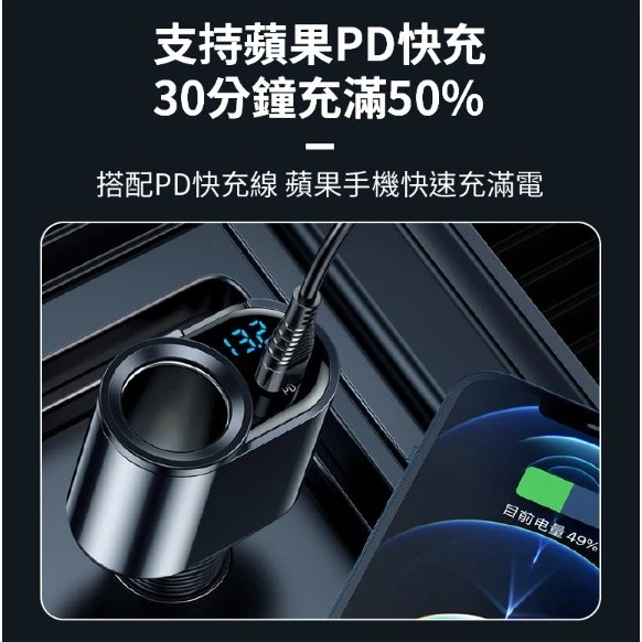 【 大林電子 】127W萬向車用充電器 1A 2C QC3.0 PD AD-PD800