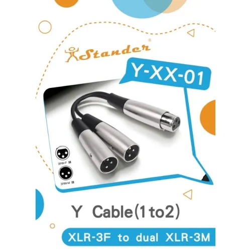 【 大林電子 】Stander Y-XX-01 XLR 母頭轉 兩個 XLR 公頭音源訊號分接線 麥克風分接線