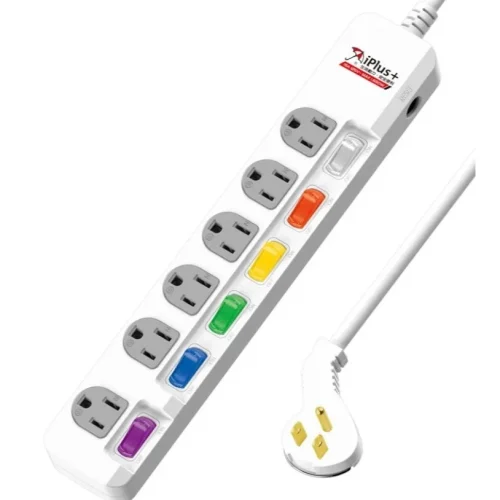 【大林電子】iPlus+ 保護傘 6切6座3P延長線 PU-3665 台灣製造 六切六座 六開關六插座 6開關6插座