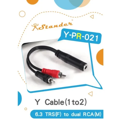 【 大林電子 】Stander Y-PR-021 6.3mm 立體聲母頭 轉 RCA 左右公頭 音源訊號分接線