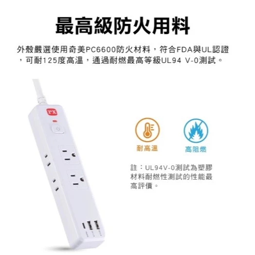 【大林電子】PX大通 1切6座4尺USB電源延長線 台灣製造 三年保固 PEC-316P4W