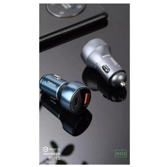 【 大林電子 】HANG H323 高兼容數顯 70W 車用充電器 PD+QC雙孔輸出快速充電 車充頭