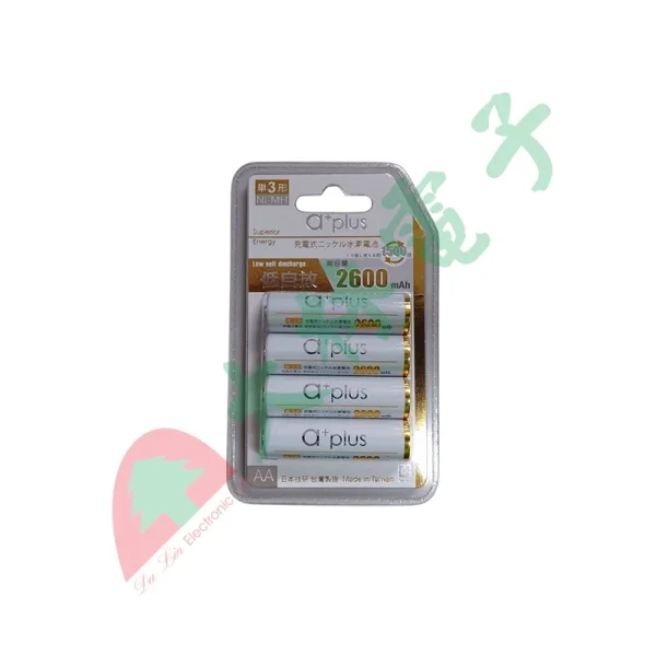 【 大林電子 】台灣製 a+plus 3號 2600mAh 低自放鎳氫充電電池 A+AA2600D/4 4入