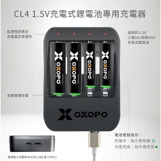 【 大林電子 】OXOPO乂靛馳 CL3鋰電池專用充電器 3號 / 4號