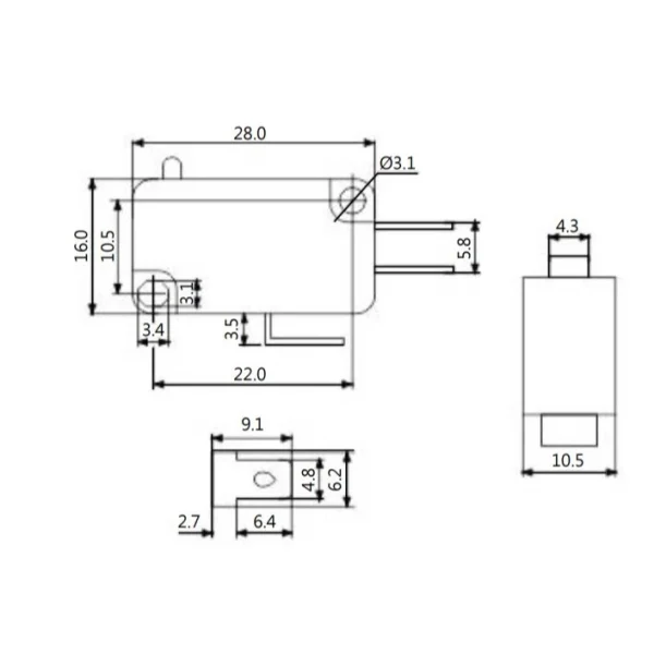 【 大林電子 】 ★ 電子材料 ★ 電子鍋用微動開關 15A 125/250VAC P/D5097B