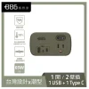 【 大林電子 】極野家 +886 1開2壁插轉接器 USB-C+A PD 65W HWS2123SB 迷霧灰