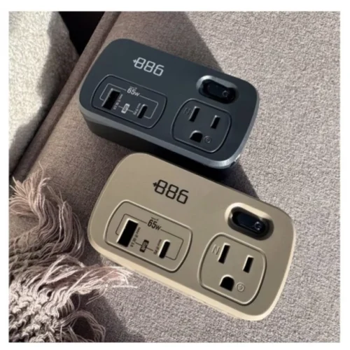 【 大林電子 】極野家 +886 1開2壁插轉接器 USB-C+A PD 65W HWS2123SB 迷霧灰