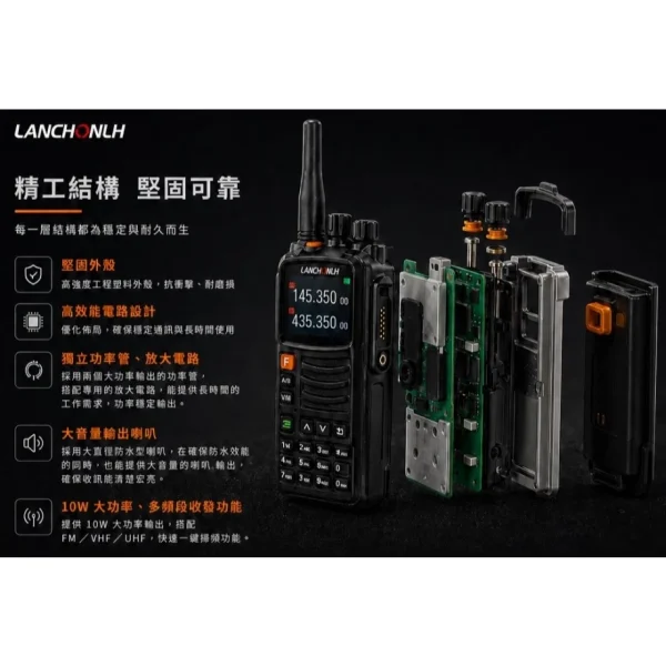 【 大林電子 】LANCHONLH HG-UV2000 10W 無線電對講機 IP66 工程級無線電