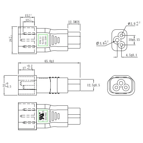 【 大林電子 】公頭 IEC C14 母座 IEC C5 轉接頭