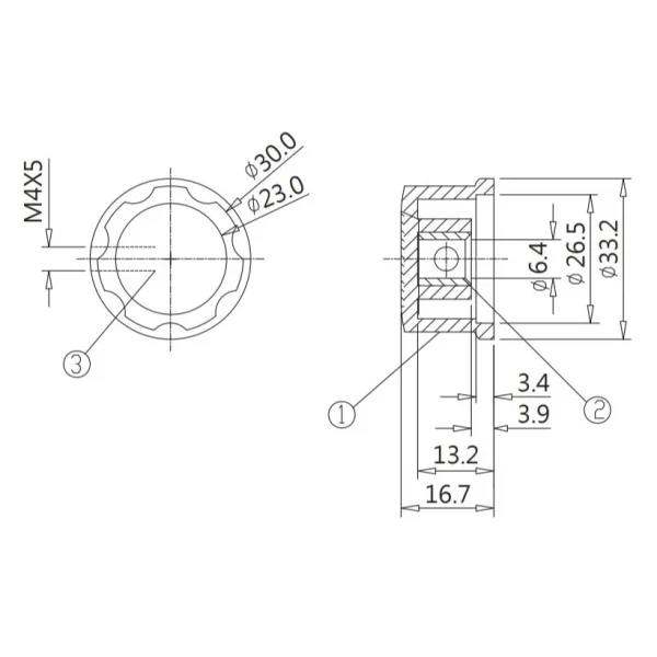 【 大林電子】七角圓型旋鈕 螺絲型 小中大 特大 P/596
