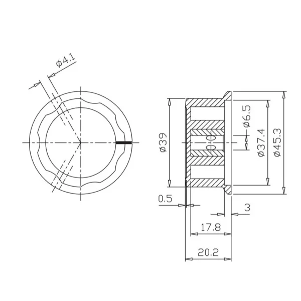 【 大林電子】七角圓型旋鈕 螺絲型 小中大 特大 P/596