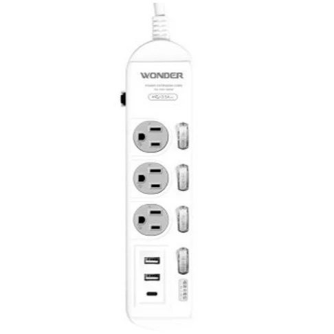 【 大林電子 】旺德 防雷擊四開三插USB+Type-C延長線 4尺 WA-S033R4