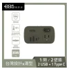 【 大林電子 】極野家 +886 1開2壁插轉接器 USB-C+A PD 35W HWS2123 1C2A
